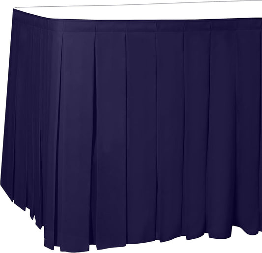 Ultimate Textile Pleat Polyester Fabric Table Skirt - Machine Washable Flame Resistant with Clips for Events, Weddings & Trade Shows, Cut & Sewn in Paterson, NJ - Purple, 21' Box Pleat