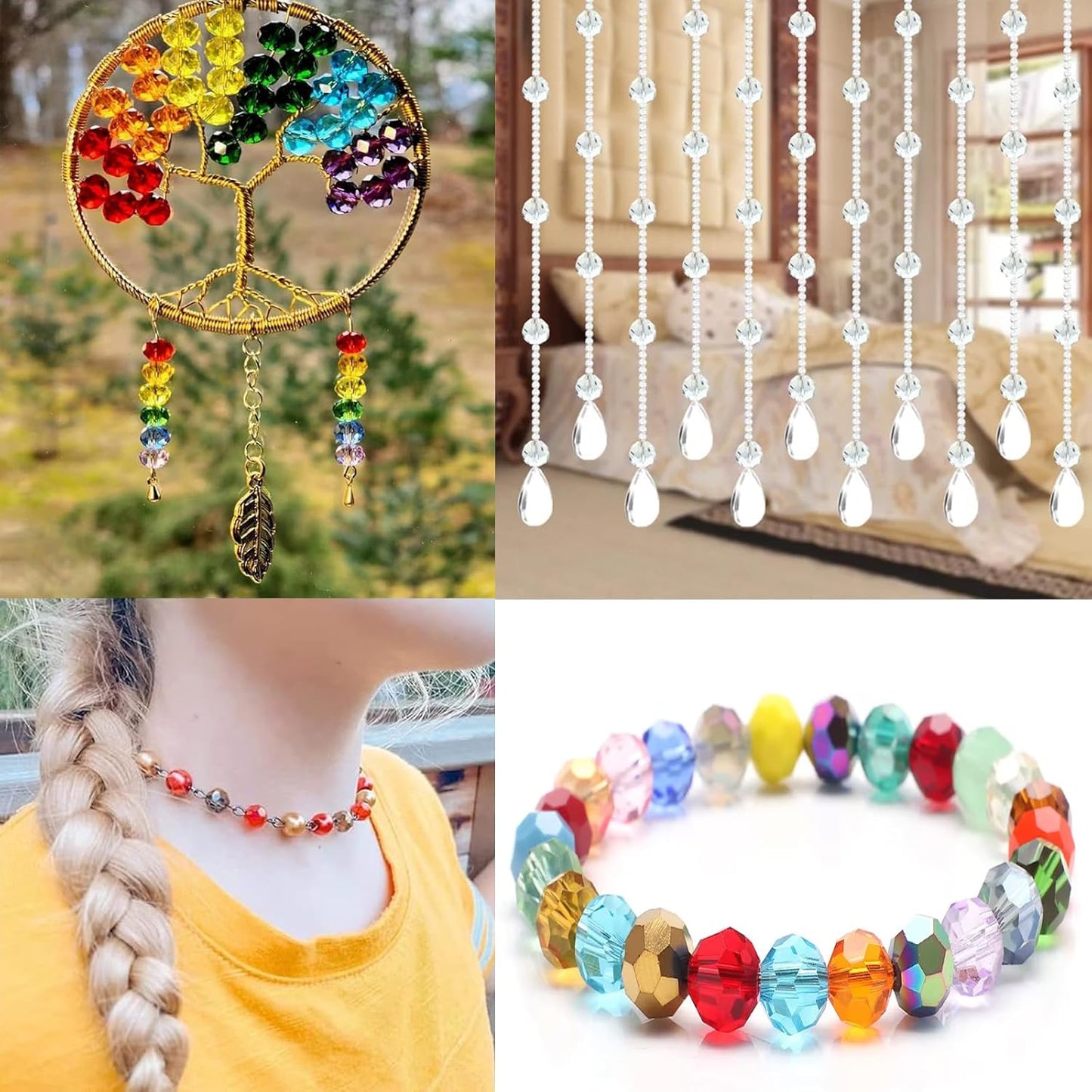 400PCS 4MM Crystal Glass Beads for Jewelry Making Mix Color Rondelle Facted Crystal Glass Beads for Bracelet Making Round Glass Spacer Beads for DIY Crafts Wind Chimes Suncatchers