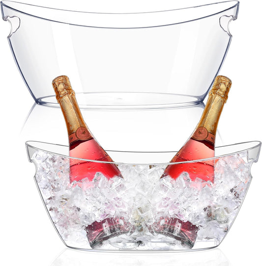 Ice Buckets for Parties (5.5L) 2pcs Ice Buckets, Clear Acrylic Champagne Bucket, Drinks Beverage Tub for Cocktail Bar, Wine, Beer, Soda
