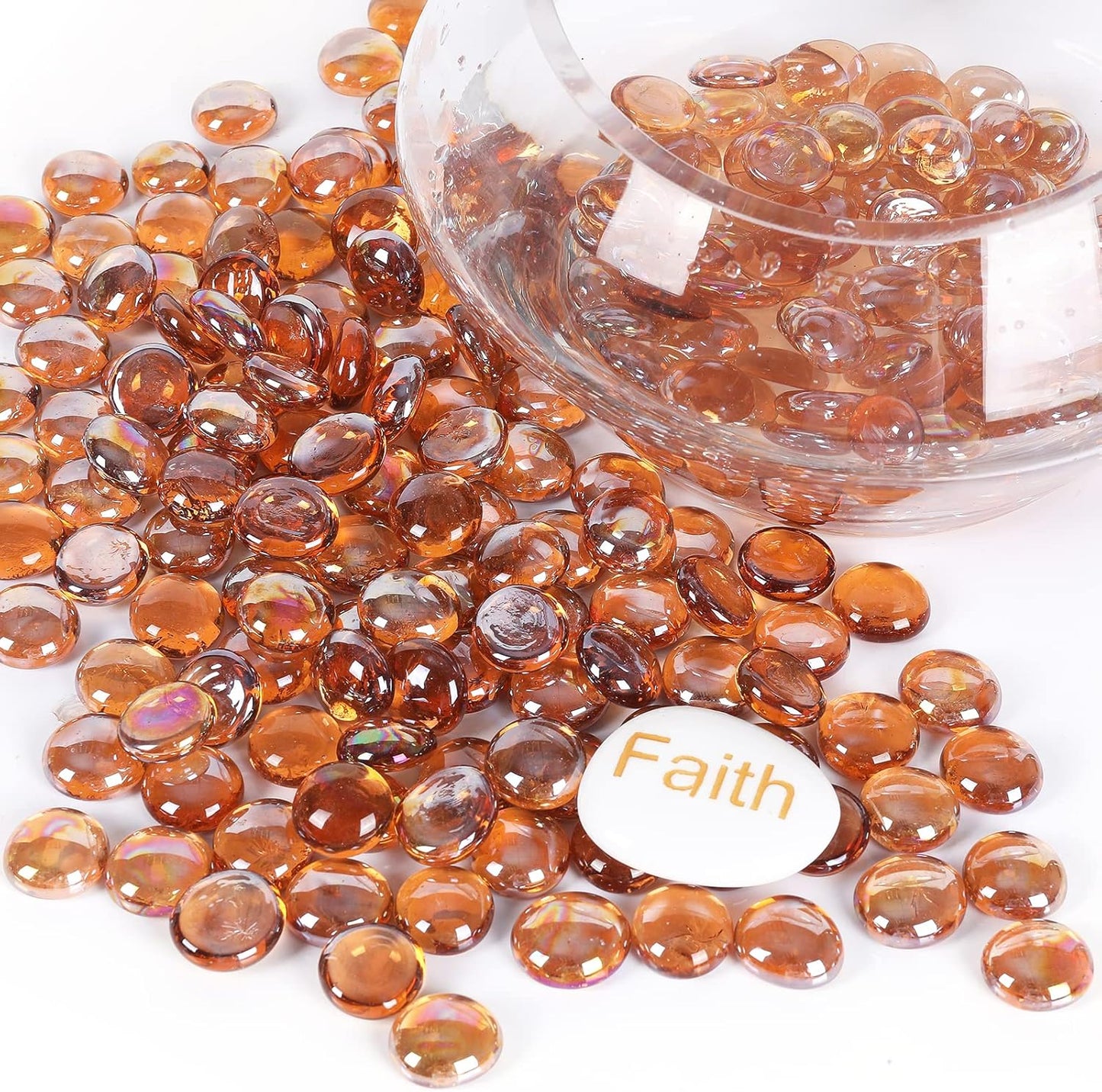 11LB Amber Flat Glass Marbles for Vase Filler, Aquariums, Hydroponics, Home Decor & DIY Crafts
