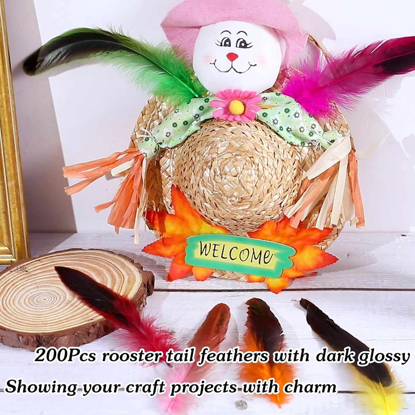 SOGUGOM Colorful Rooster Tail Feathers - 200 pcs 5-7 inch Craft Colored Feathers Bulk for Craft Projects, Halloween, Hats and Cocktail Table Centerpieces(Multicolor)