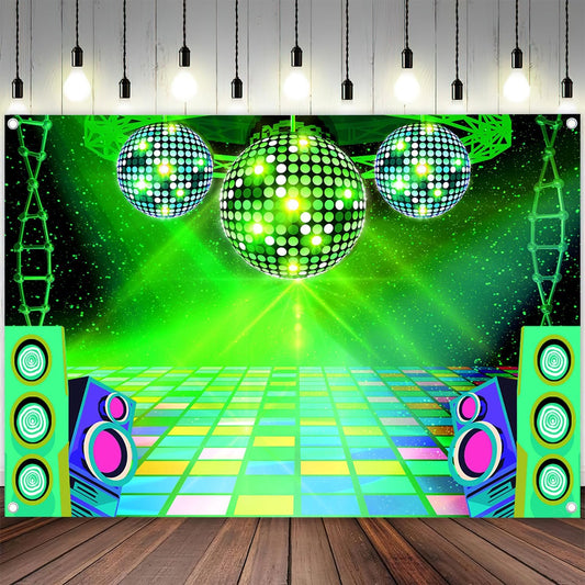 Dance Party Backdrop Retro 80s 90s Theme Stage Dance Ball Music Birthday Party Decoration DJ Photography Background 12 x 10 ft for Baby Shower Picture Photo Shoot Polyester Fabric, Red