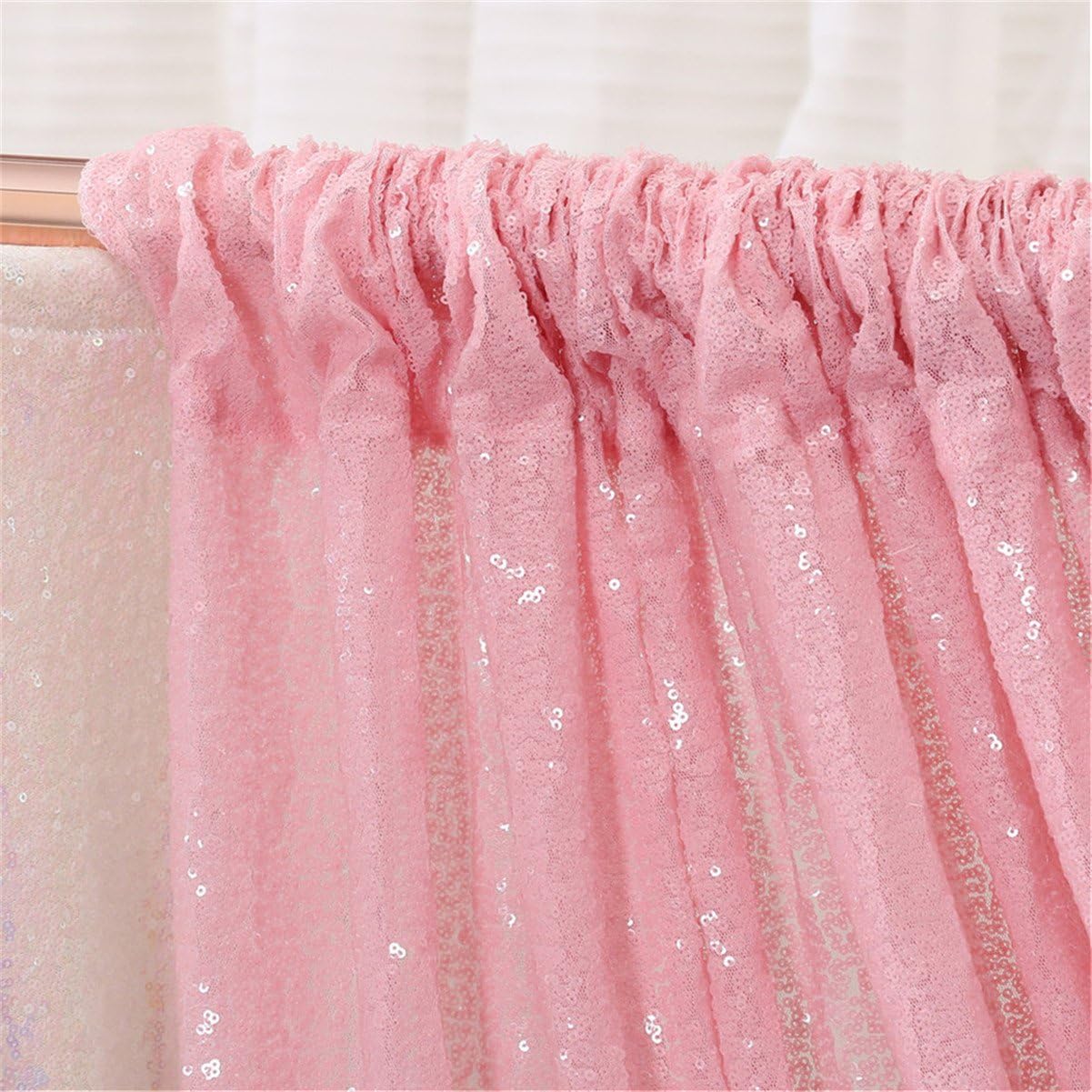 Eternal Beauty Pink Sequin Backdrop, 10x10 Ft Glitter Background Curtains for Shimmer Photography Party Wedding Birthday Back Drop Decor
