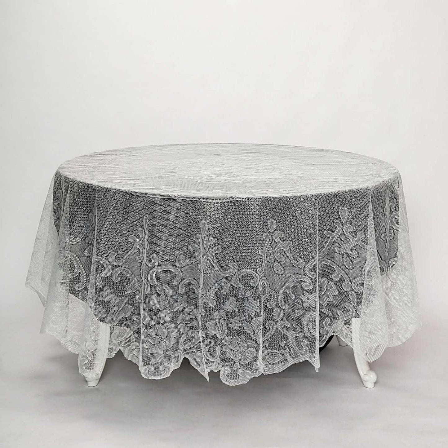 Tableclothsfactory 90" Ivory Premium Lace Round Tablecloth for Banquet Party Wedding Event Home Decor