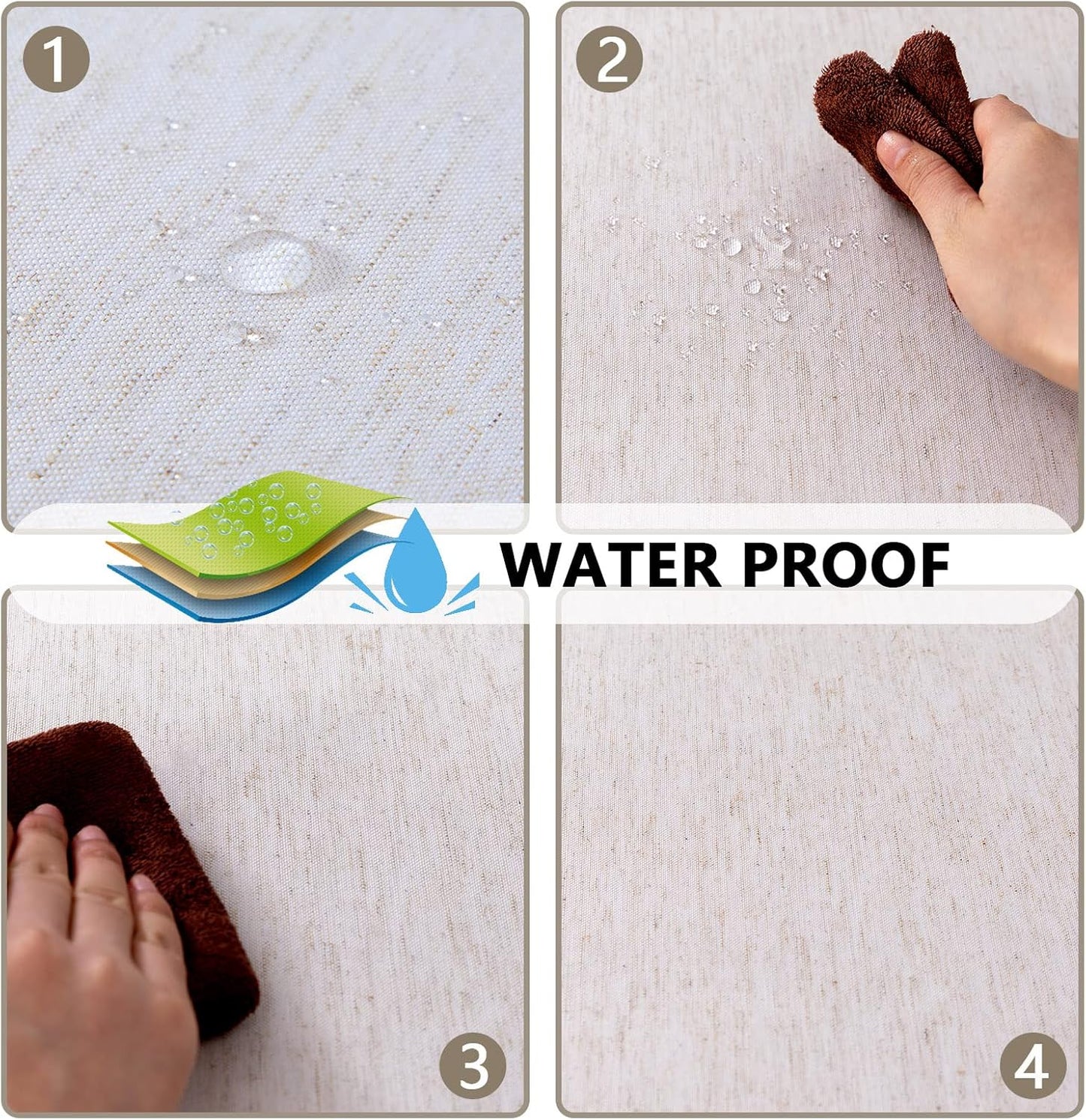 MYSKY HOME Table Cloth 60 in Round Cotton Tablecloth, Heavy Duty Linen Look Waterproof Tablecloths Farmhouse Tablecloth, Soft and Wrinkle Free Table Cover with Beige Tassels for Kitchen Dining, Party