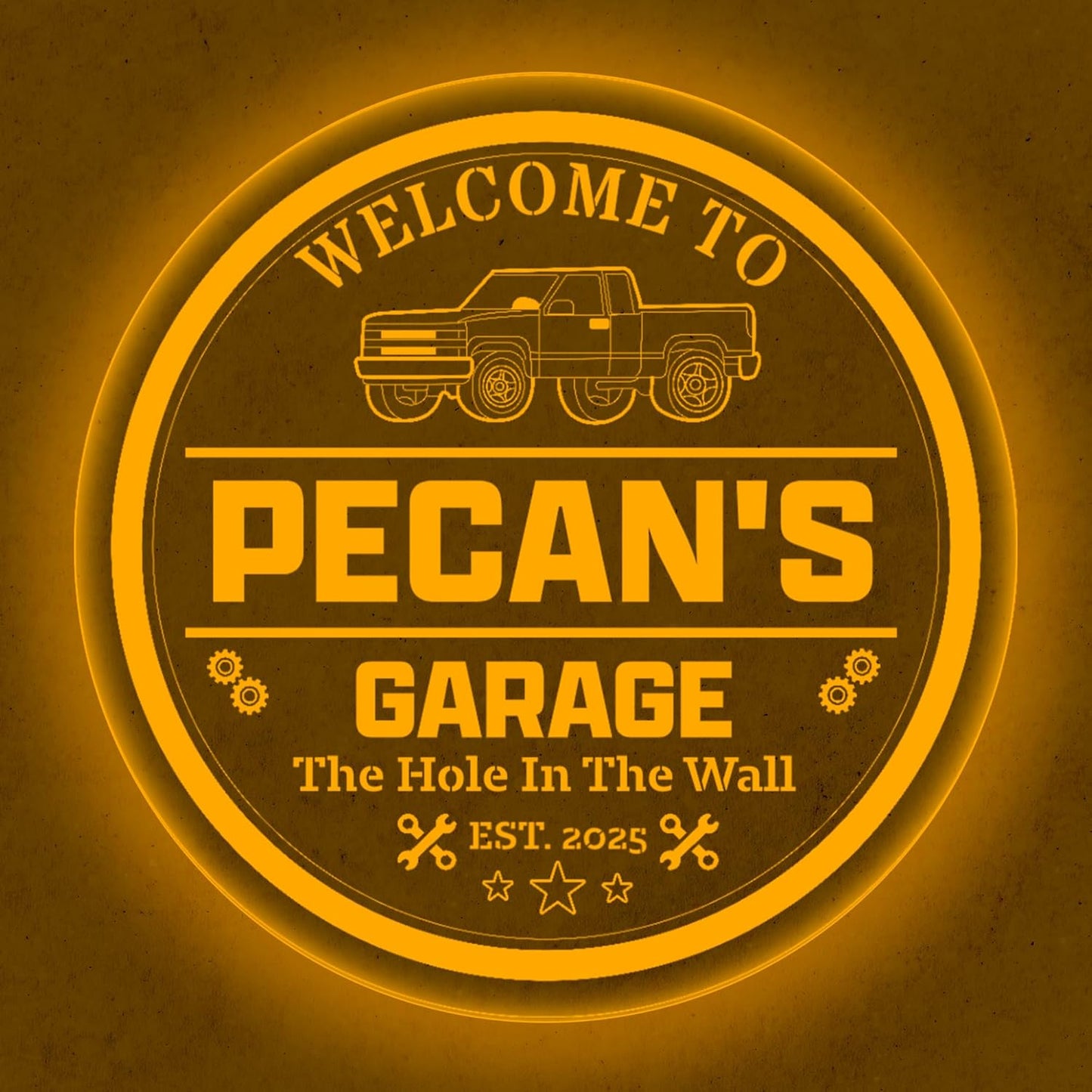 Custom Pickup Truck LED Sign – Personalized Color Changing Acrylic Wall Decor for Garage, Shop, or Man Cave (Garage 2, 16 INCHES)