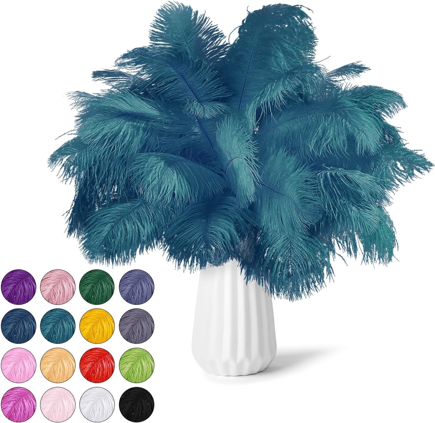 NEWONG 30pcs Blue-Green Ostrich Feathers Natural Bulk 9-12inch(23-30cm) Vase Craft Wedding Home Party Centerpieces Christmas Day Decoration