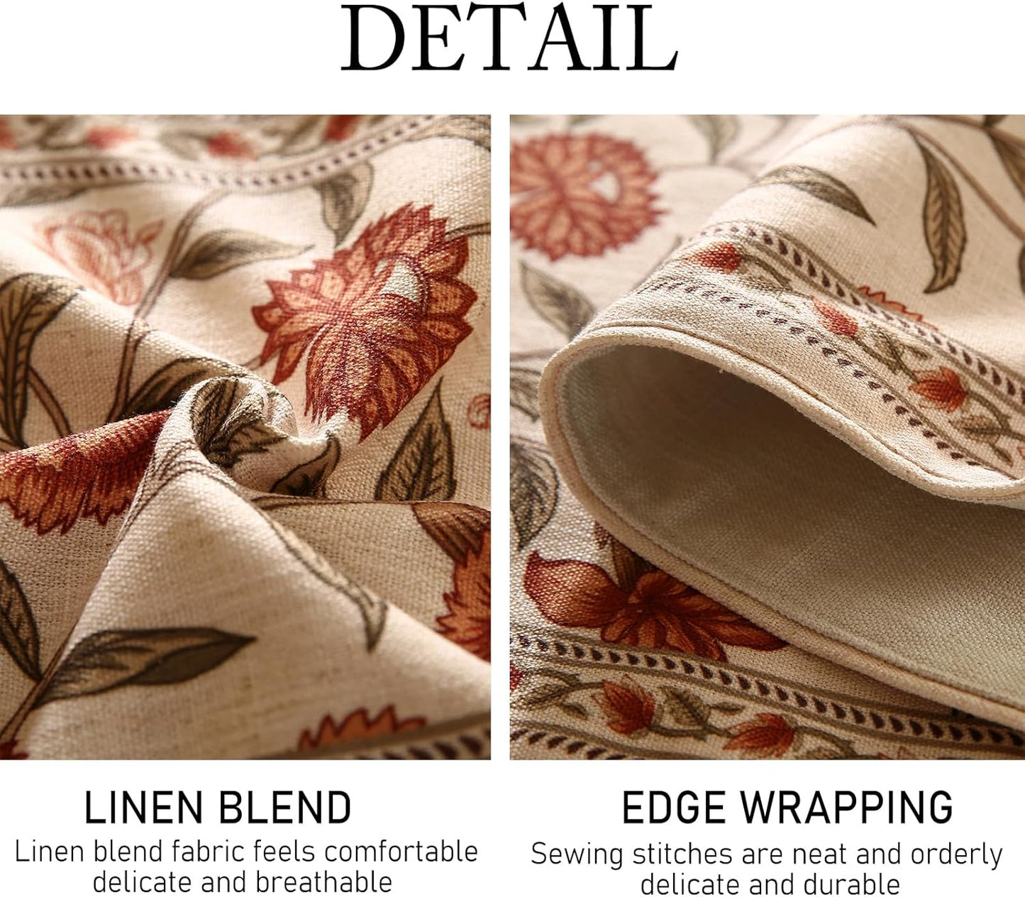 ISAENNE Designer Elegant Linen Table Runner 102 Inches Long,Vintage Orange Floral Pattern Table Runners for Dining Tables,Kitchen Decor,Thanksgiving,Christmas,Banquet,12"*102"-Alvarado A