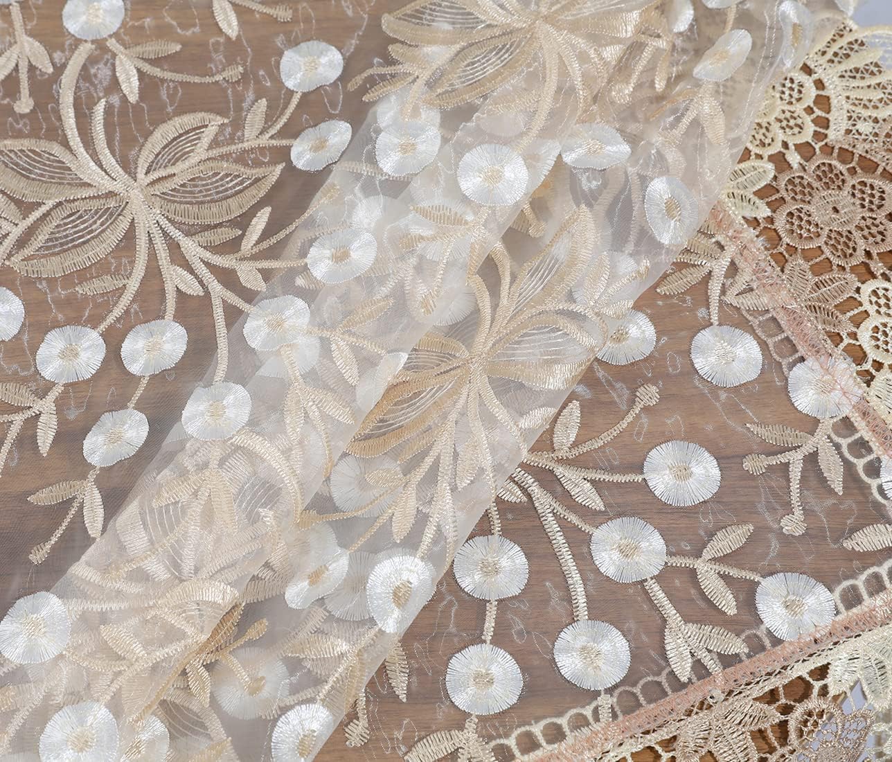 vctops Damask Lace Patchwork Tablecloth Luxury Square Small Table Cover Elegant Floral Embroidered Lace Table Cloth for Party Kitchen Dinning Picnic Decoration (Type H,22"x22")