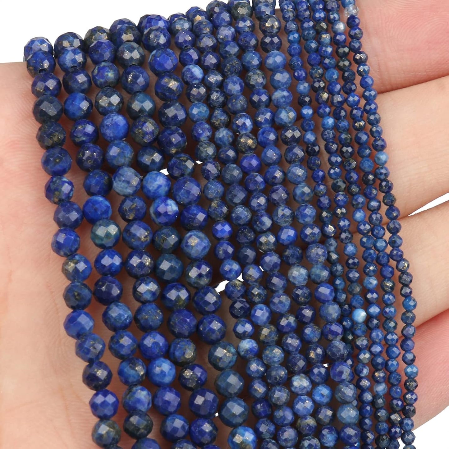 Song Xi 120pcs 3mm Natural Dark Lapis Lazuli Gemstone Beads Faceted Round Loose Stone Beads for Jewelry Making