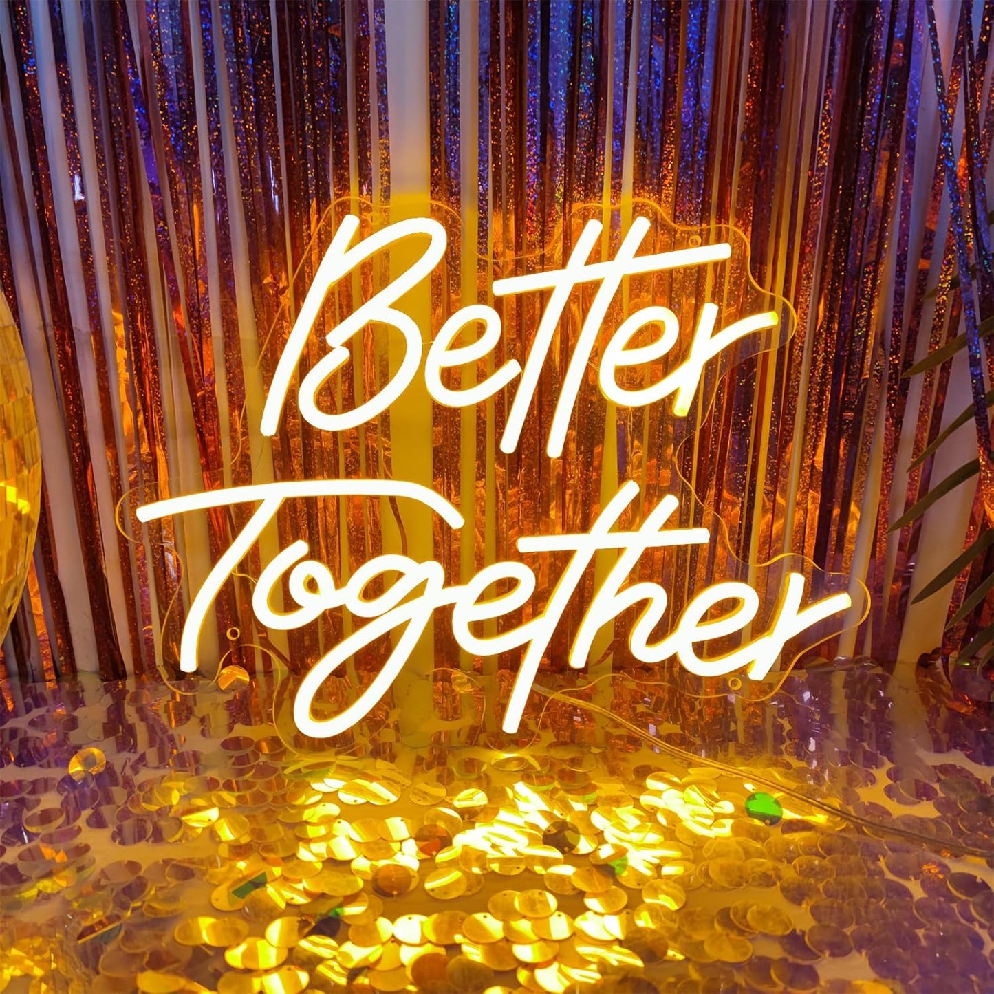 Better Together Neon Sign Better Together Wall Decor, Wedding Neon Sign Light up Wedding Sign for Wedding Banquet Couple Party Bedroom Bar Decoration, 11.7"" x 15.7""