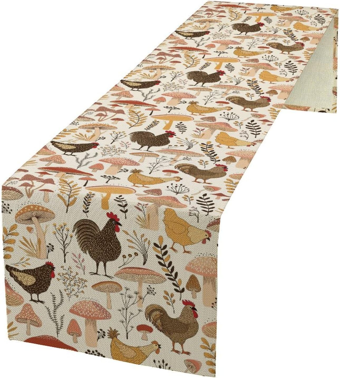 Mushroom Table Runner,Retro Natural Plant Famhouse Table Runner for Kitchen Dining Table Home Party Decoration 13x60 Inch
