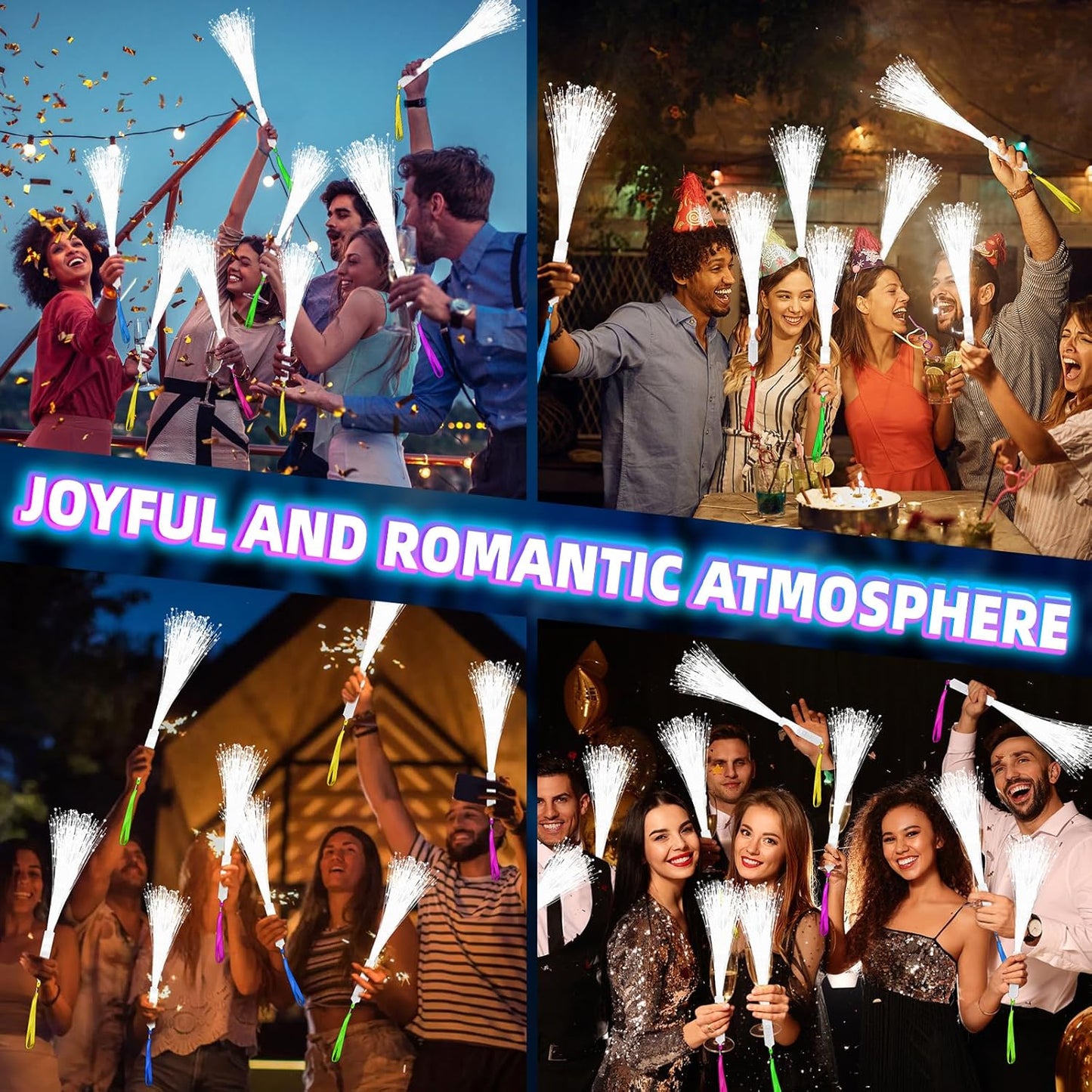 150 PCS White Fiber Optic Sticks, Glow Wands & Light Up Wands for Kids, Fiber Optic Wand with 3 Light Modes, Glow in The Dark Party Supplies, Wedding Party Supplies, for Wedding, New Year, Birthday