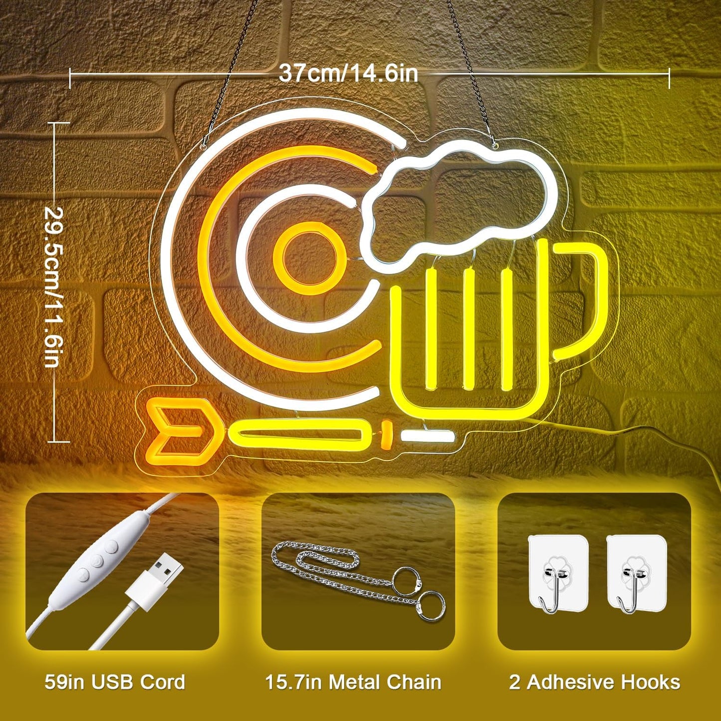 Beer Darts Neon Sign,Neon Signs for Wall Decor,Led Beer Sign for Bar,Neon Light Sign for Man Cave,Beer Sign for Bedroom,Light Up Sign for Bar,LED Wall Art Neon Sign for Party,Pub,Clubs