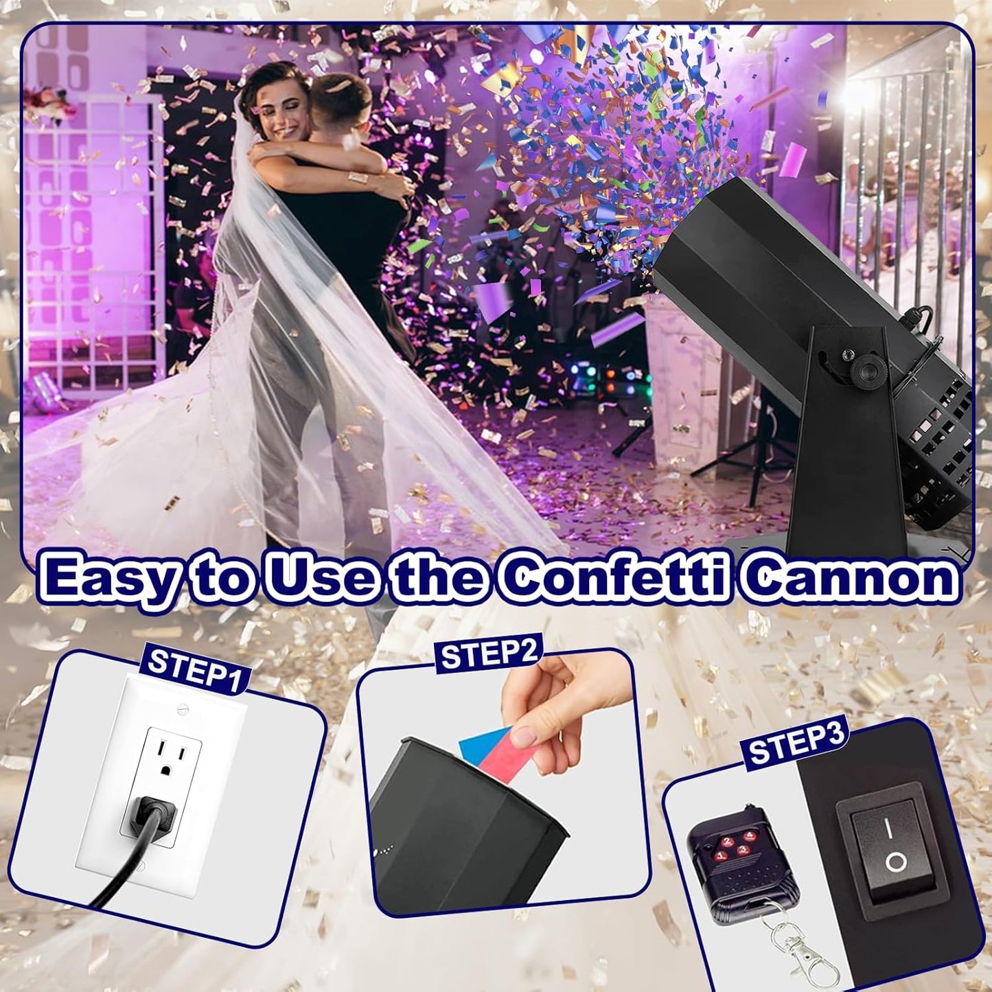Professional Electric Confetti Machine - DMX Control Digital Confetti Cannon with Remote for DJ Party Nightclub Wedding Stage Concert Event Show Christmas