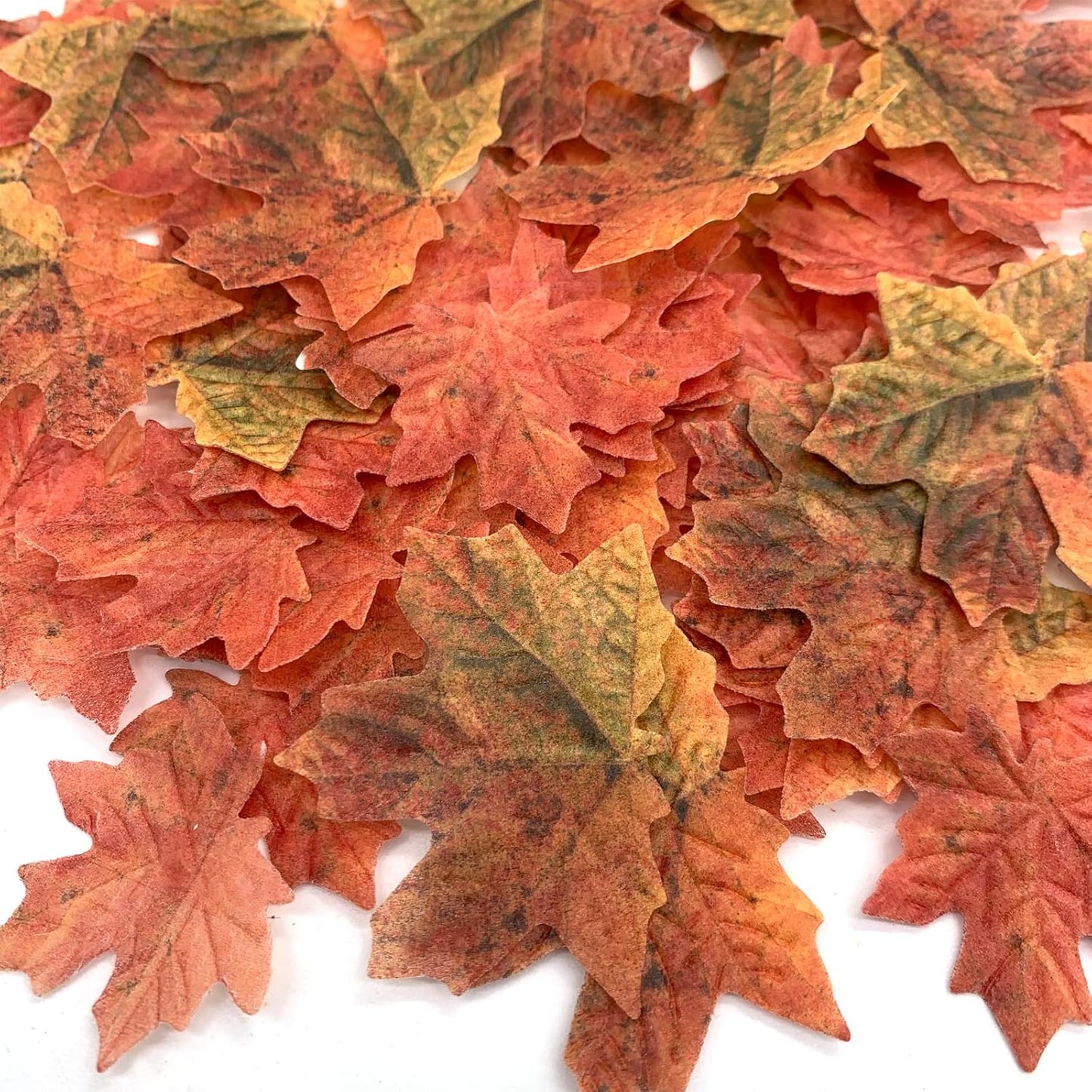 90 Pcs Edible Fall Leaves Gold Leaf Cupcake Toppers, For your Party Cake Toppers Decoration