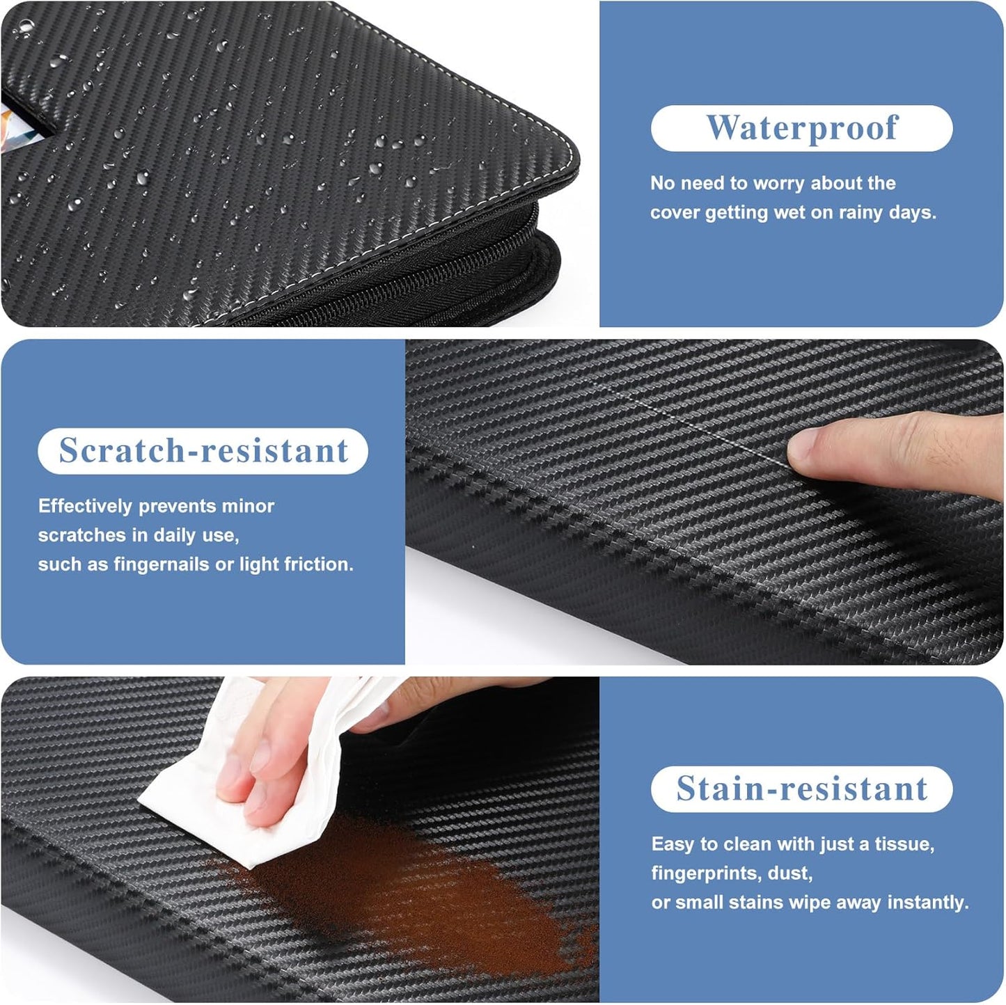 Trading Card Binder 9 Pocket with Display Window, 900 Cards Capacity Card Binder, Waterproof PU Leather Photocard Baseball Card Binder for MTG, TCG, Sports Cards, Black w/Clear Display Window