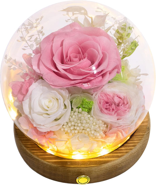 Valley of Rain & Forest Long-Lasting Real Flowers, Unique Floral Gift For you to send Love for All Occasions, for Indoor Decoration (Pink Rose & White Roses Arrangement)