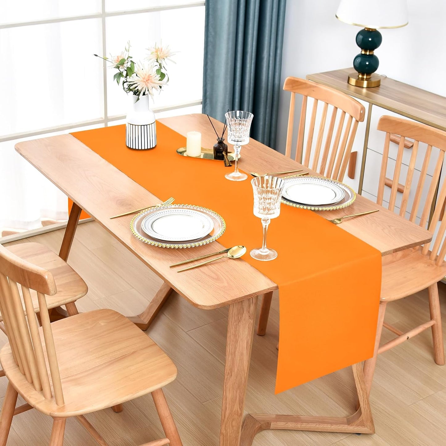 Farmhouse Orange Table Runner Dining Table Runners 72 Inches Long Coffee Table Runner for Dresser Living Room Bedroom Holiday Party Banquet 12X72 Inch