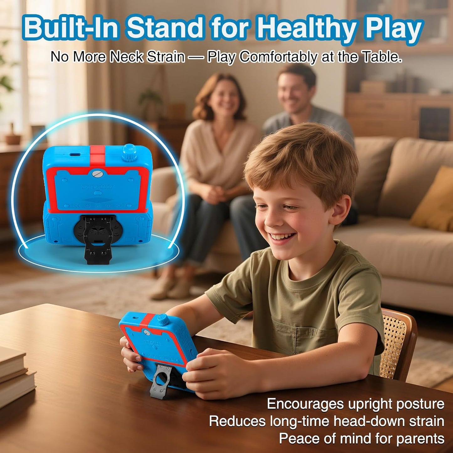 Portable Video Game Console for Kids, 220 Built-in Classic Retro Games, Handheld Plug & Play Player with 3.5'' IPS Screen, Rechargeable Travel Toy Birthday Gift for Boys & Girls- Blue
