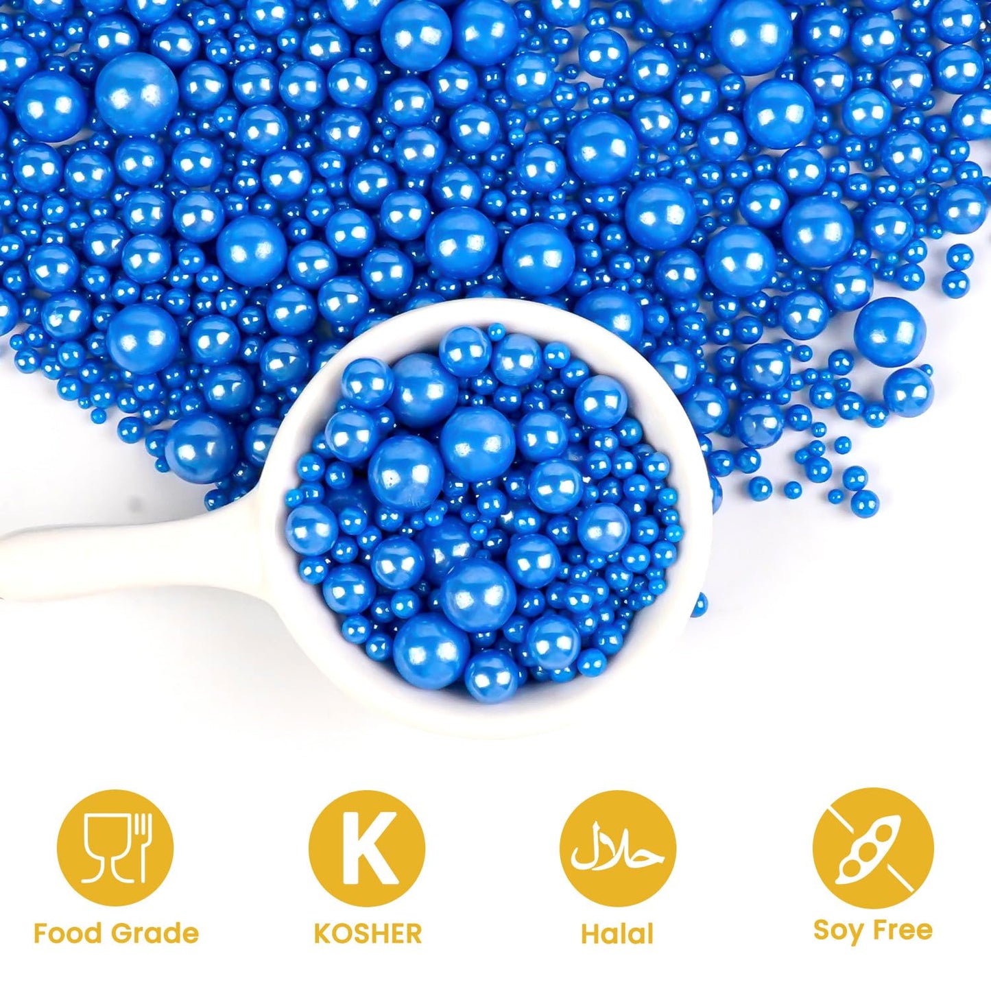 Edible Blue Sugar Sprinkles, Edible Sprinkles for Cake Decorating, Cupcake Toppers, Cake Decorations, Cookie Decoration, Wedding Party Supplies, 180g/6.35oz