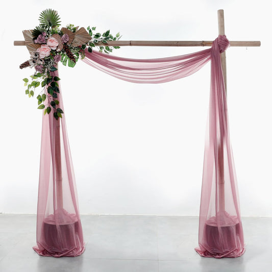 VDS Pack of 2 Panel (30 Inch X 40 Feet) Wedding Arch Draping Fabric Sheer Chiffon Fabric Drapery for Wedding Ceremony Reception Swag Backdrop Canopy Chuppah ARBO Altars Decoration (Mauva)