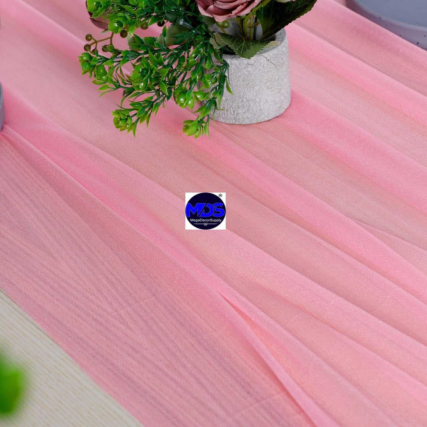 MDS Halloween Chiffon Table Runner - 25 Pack, 29 x 120 Inches, 10ft Each - Sheer Spooky Table Runners for Haunted House Parties, Trick-or-Treat Tables, Witchy Décor, Wedding & Events - Coral