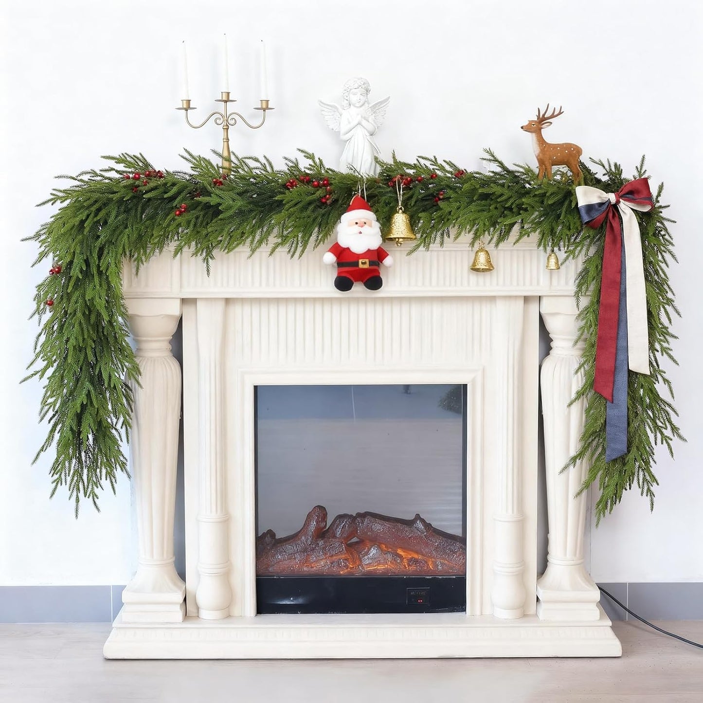 5FT Christmas Artificial Norfolk Pine Garland for Fireplace - Realistic Faux Greenery Fake Garland for Holiday,Table, Window,Mantel,Stairs, Home,Indoor Outdoor Decor (1PCS)