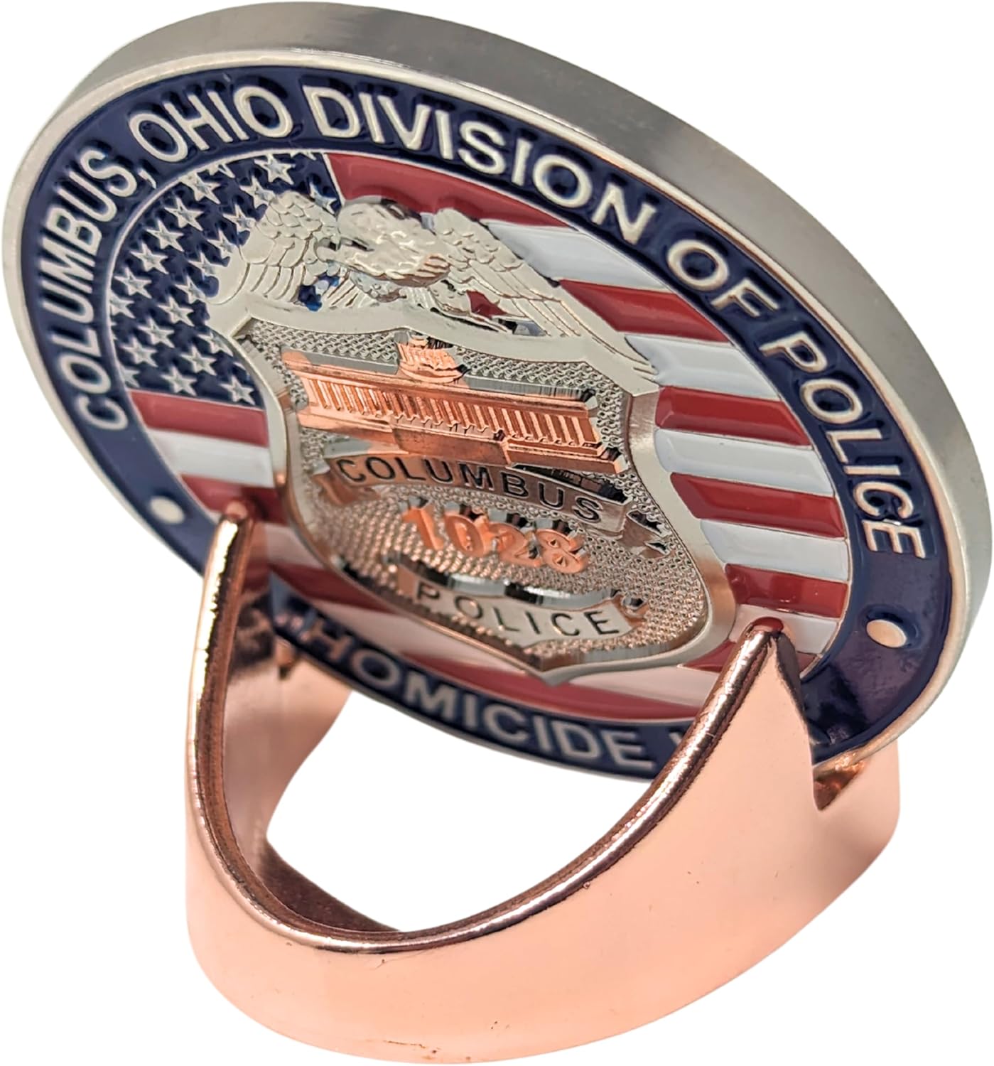 Military Challenge Coin Display Stand - Solid Metal with Anodized Finish - US Vet. Business (Copper Five-Pack)
