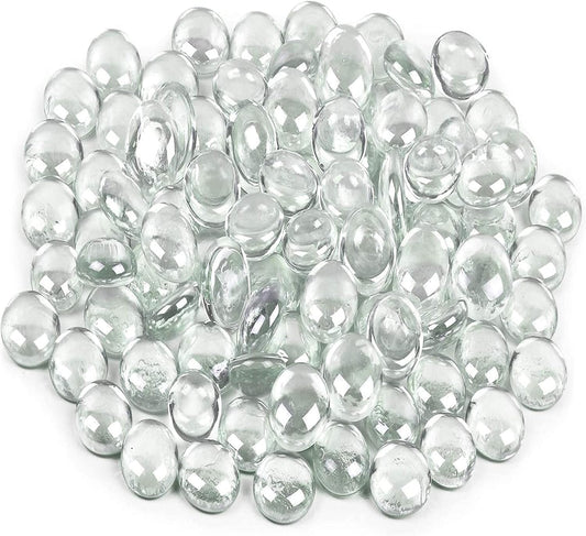 Galashield Flat Glass Marbles for Vases Clear Glass Gems Beads Pebbles Vase Filler (5 LBS, Approx. 540 PCS)