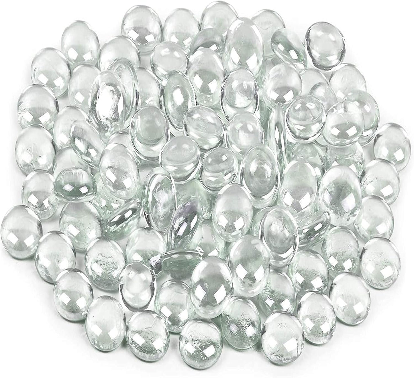 Galashield Flat Glass Marbles for Vases Clear Glass Gems Beads Pebbles Vase Filler (1 LB, Approx. 105 PCS)