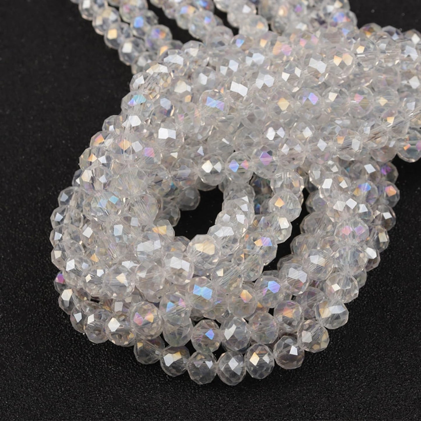 460Pcs 8mm Crystal Glass Beads for Jewelry Making Beads for Bracelets Necklace Pendants Making Supplies(White AB Color)