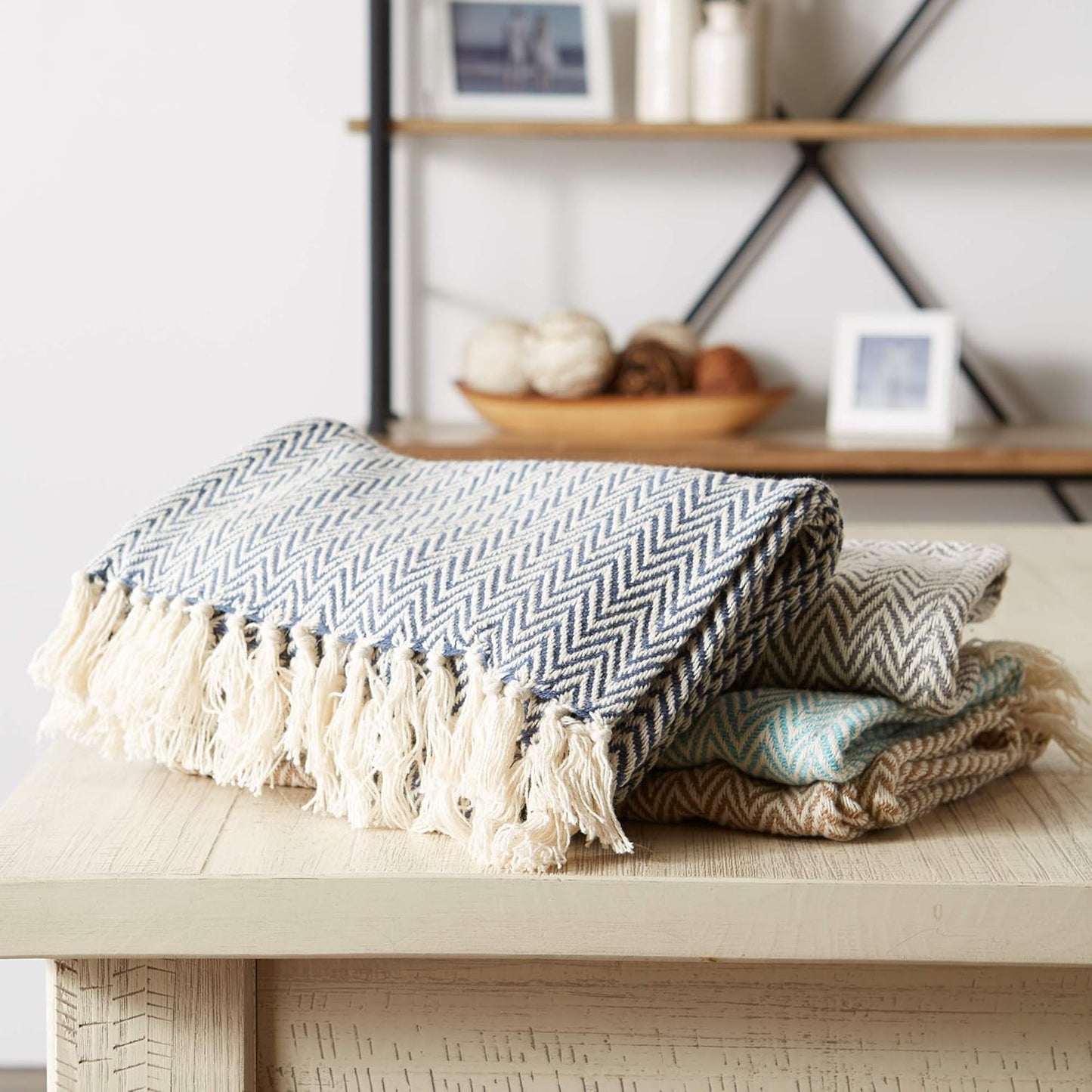 DII Woven Basic Tabletop Collection Chevron Table Runner, 15x72, Gray