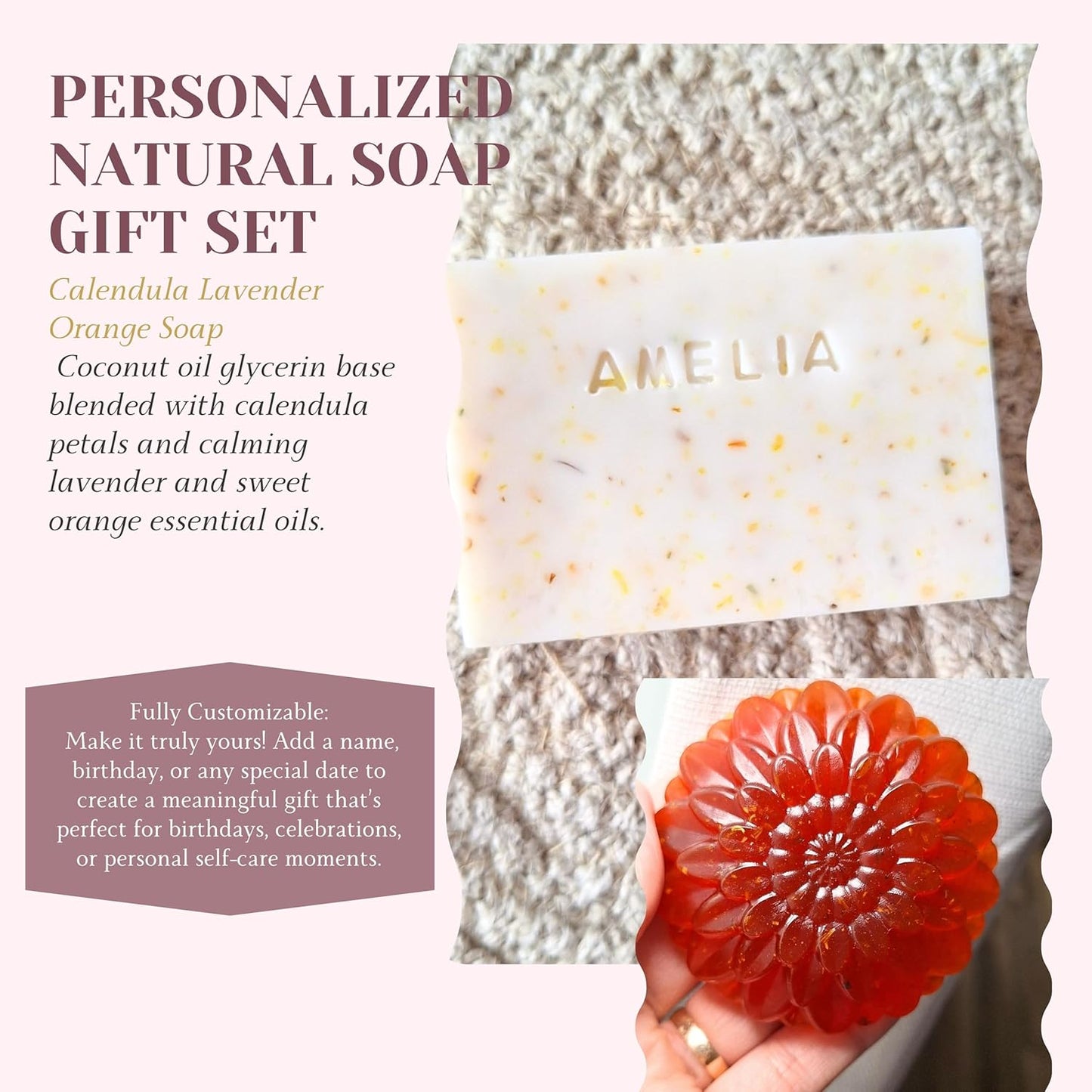 Handmade Natural Soap Bars Set – Organic Body and Face Wash, Bath & Shower Gift Favors for Women, Men and Baby – Assorted Handcrafted Small Soap Bars, Turmeric and Calendula