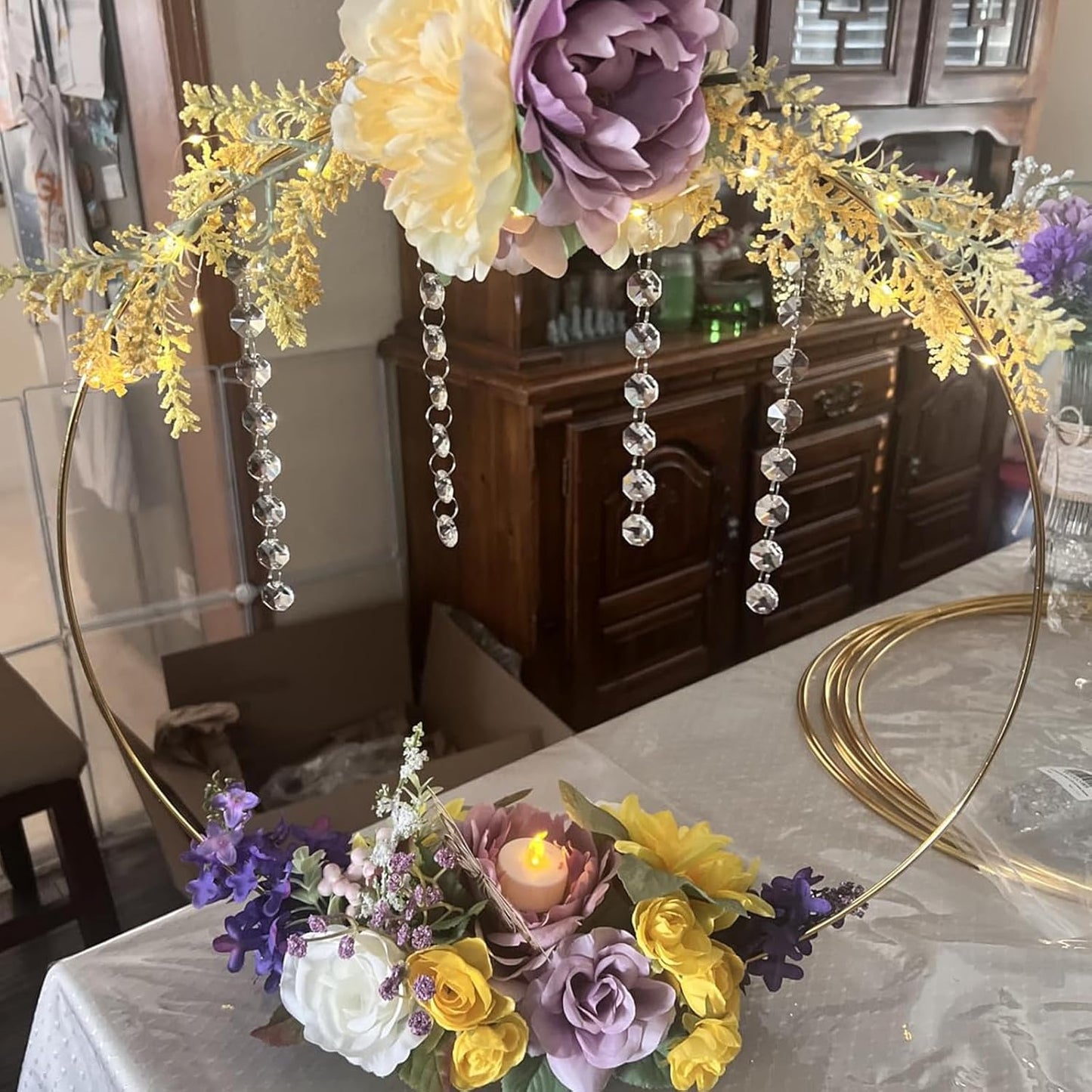 JOIKIT 52 Feet K9 Crystal Garland Strands, 14mm Crystal Chandelier String Beads Chain Clear Octagon Prism Diamond String for Decorations, Lamp, Wedding, Lobby