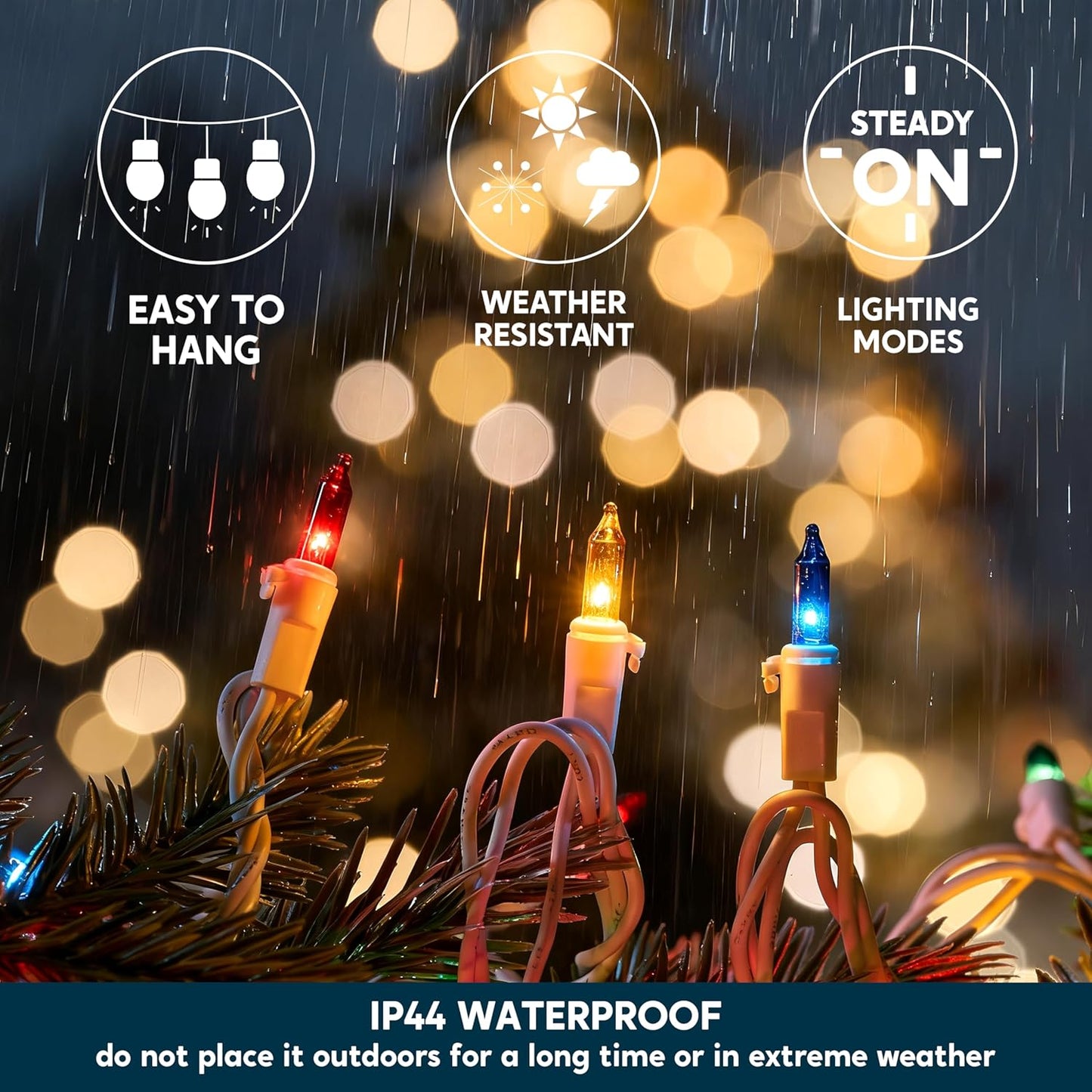 Joiedomi Christmas String Lights Indoor,200(2x100) Mini Multicolor Light with 42.8 FT White Wire,Lighting Decor for Patio Dorm Classroom Bedroom Holiday Wedding Party Garland Birthday Festival