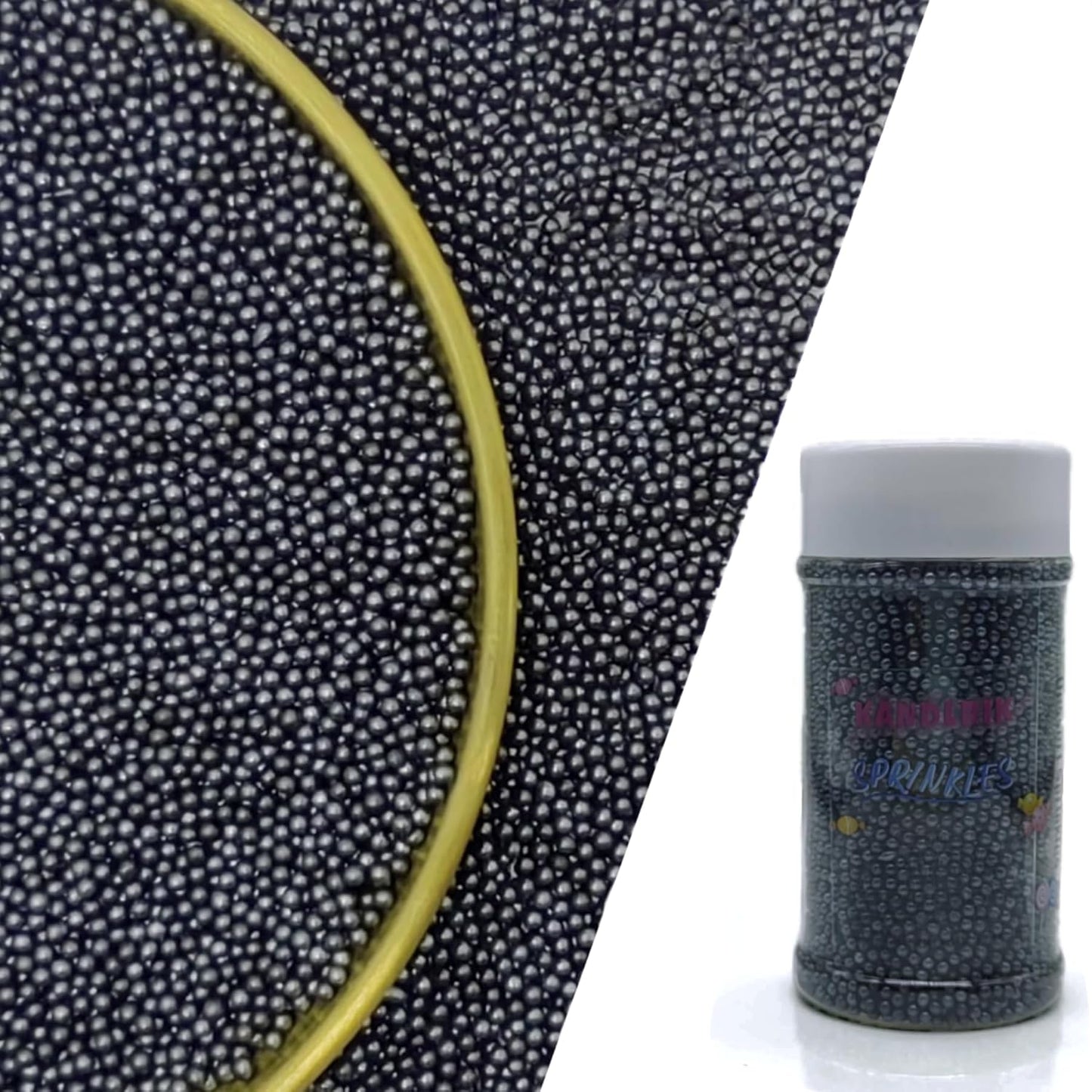 Edible Black Sprinkles Candy 2mm Mini Pearls Cake Decorations Cupcake Toppers Cookie Decorating Perfect for Wedding Party Valentine Halloween Christmas Supplies 3OZ