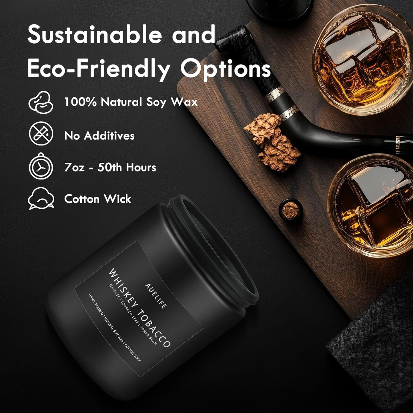 Scented Candles Set | Gifts for Men - 4Pack Candle Masculine Candle, Soy Candles for Home Scented, Aromatherapy Gifts Scents of Caramel Coffee/Whiskey Tobacco/Rum & Oak/Vintage Leather