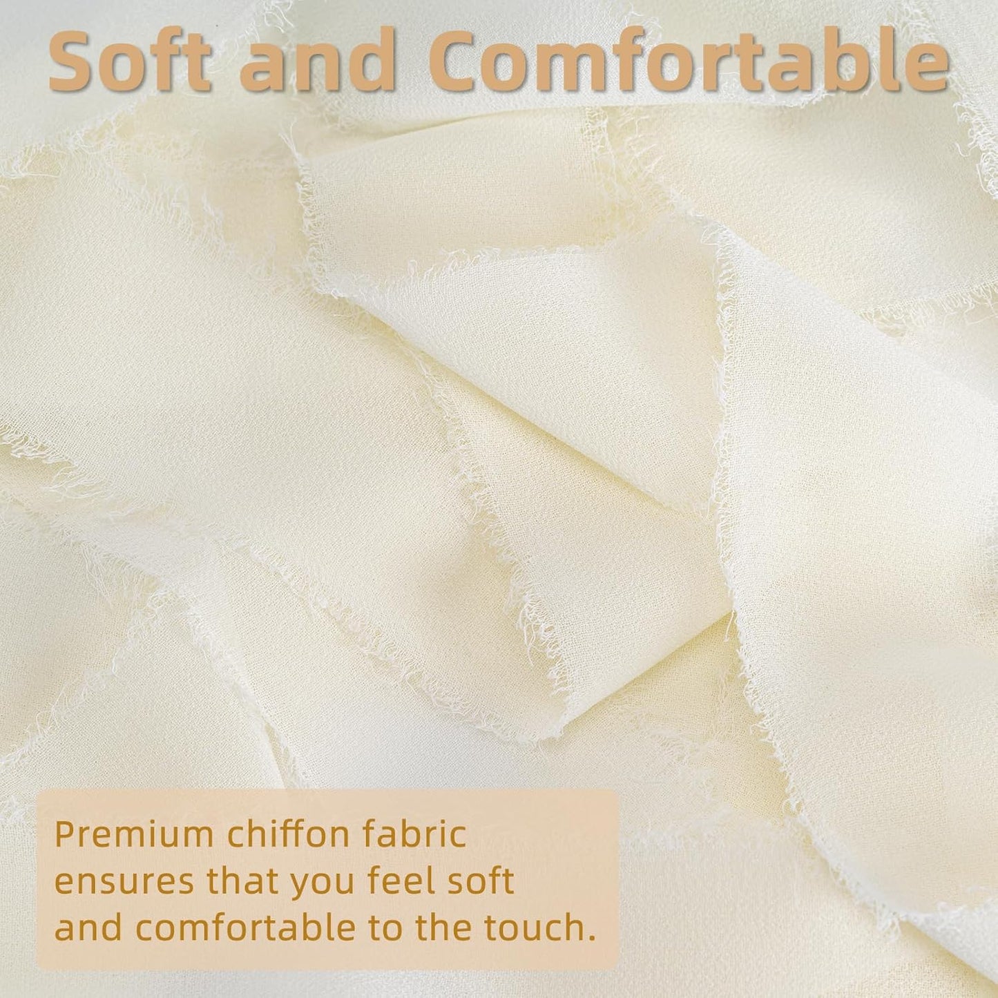 Ivory Handmade Chiffon Ribbon,1.5Inch x 3 Rolls Total 24 Yards Ivory Fringe Chiffon Silk Ribbon,for Wrapping Wedding Invitations,Bridal Bouquets,DIY Crafts,Home Decor and More