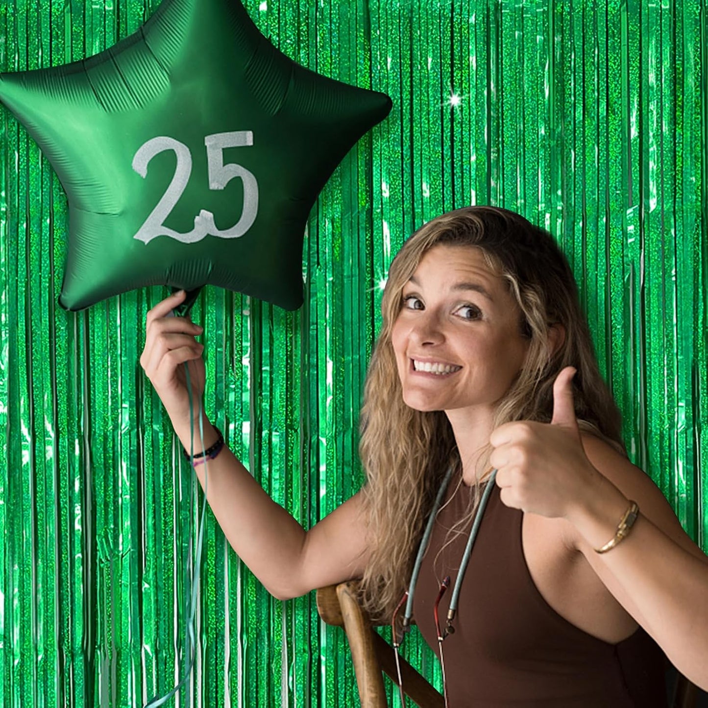Tinsel Curtain Party Backdrop Green Birthday Decorations 2 Packs Glitter Foil Fringe Curtain Party Decor Streamers Photo Booth for Birthday Christmas Wedding Halloween Graduation Decorations