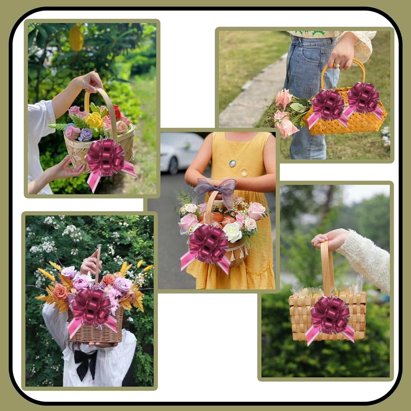 7 Pieces Large Pull Bows, 6 inche, Big Bow for Gift Wrapping, Christmas Party Birthday Gift, Wedding Baskets,Valentine's Day Gift Decorations, Flower Decoration (Wine red)