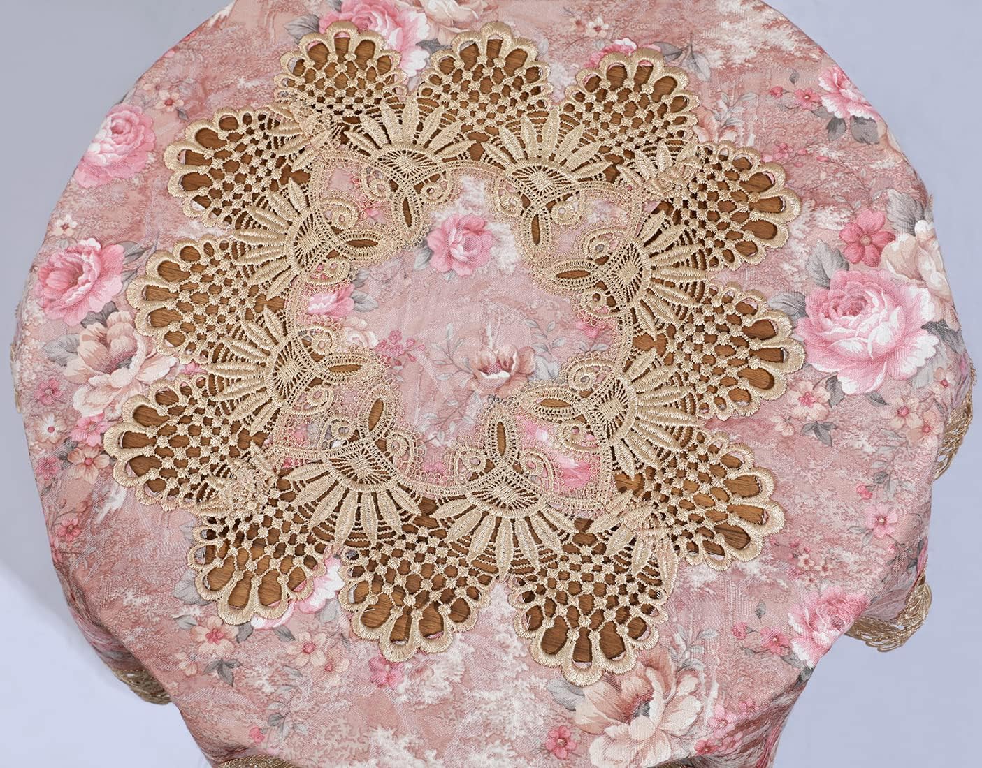 vctops Damask Lace Patchwork Tablecloth Luxury Square Small Table Cover Elegant Floral Embroidered Lace Table Cloth for Party Kitchen Dinning Picnic Decoration (Type D,32"x32")