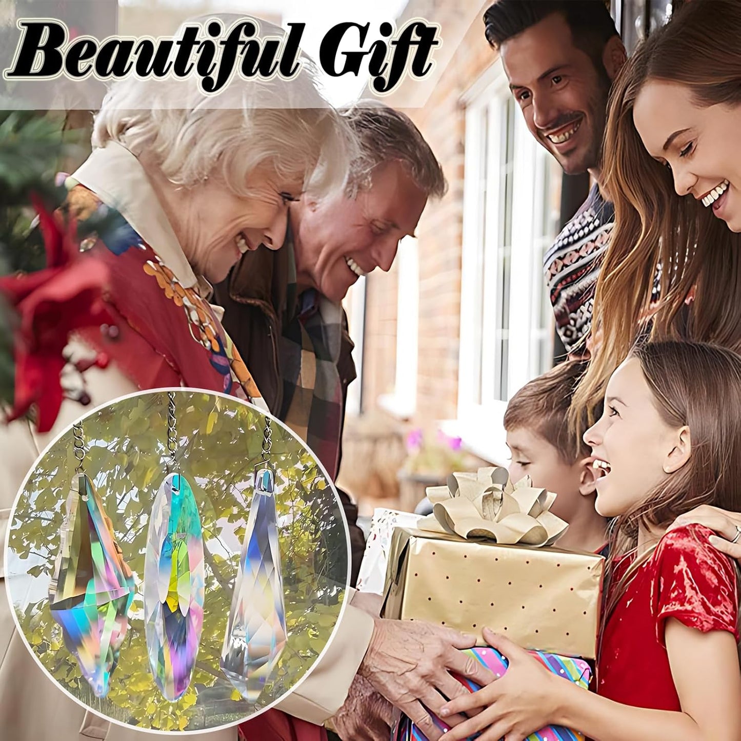 3PCS 5" Large Crystal Suncatcher Prisms - Hanging Crystals for Window & Garden, Sun Catchers with Prisms Decor | Creates Rainbows Indoors/Outdoors, Heavy Duty Hanging Crystals Decor