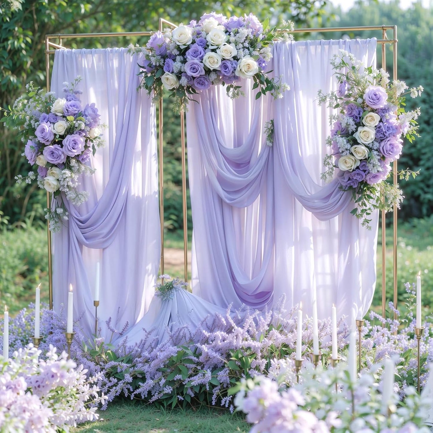 Wedding Arch Draping Fabric,1 Panel 18FT Purple Sheer Chiffon Curtain Drapes 6 Yards for Wedding Ceremony Birthday Party Decoration