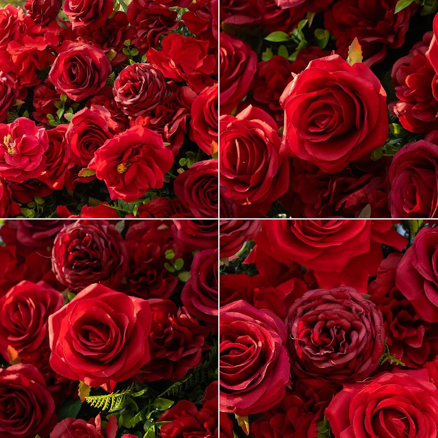 Artificial Flower Wall Panels, Luxury 5D Silk Red Rose Backdrop Decor for Wedding Celebrations, Festive Party and Home Decorating, Quick Assembly and Storage, both Eco ＆ Pet Friendly, 4ft*8ft.