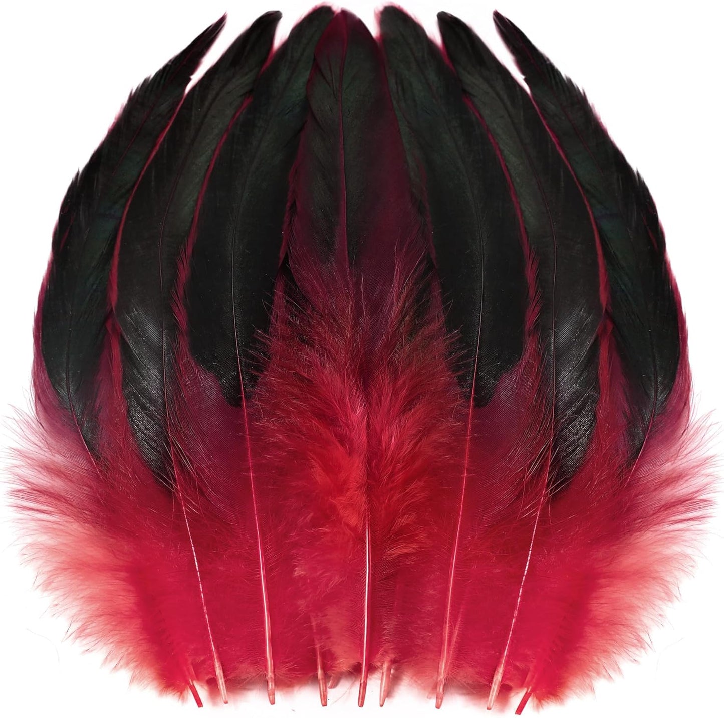 SOGUGOM Red Rooster Tail Feathers - 200 pcs 5-7 inch Natural Small Feathers Bulk for Hats, Cocktail Table Centerpieces and Costume(Wine Red)