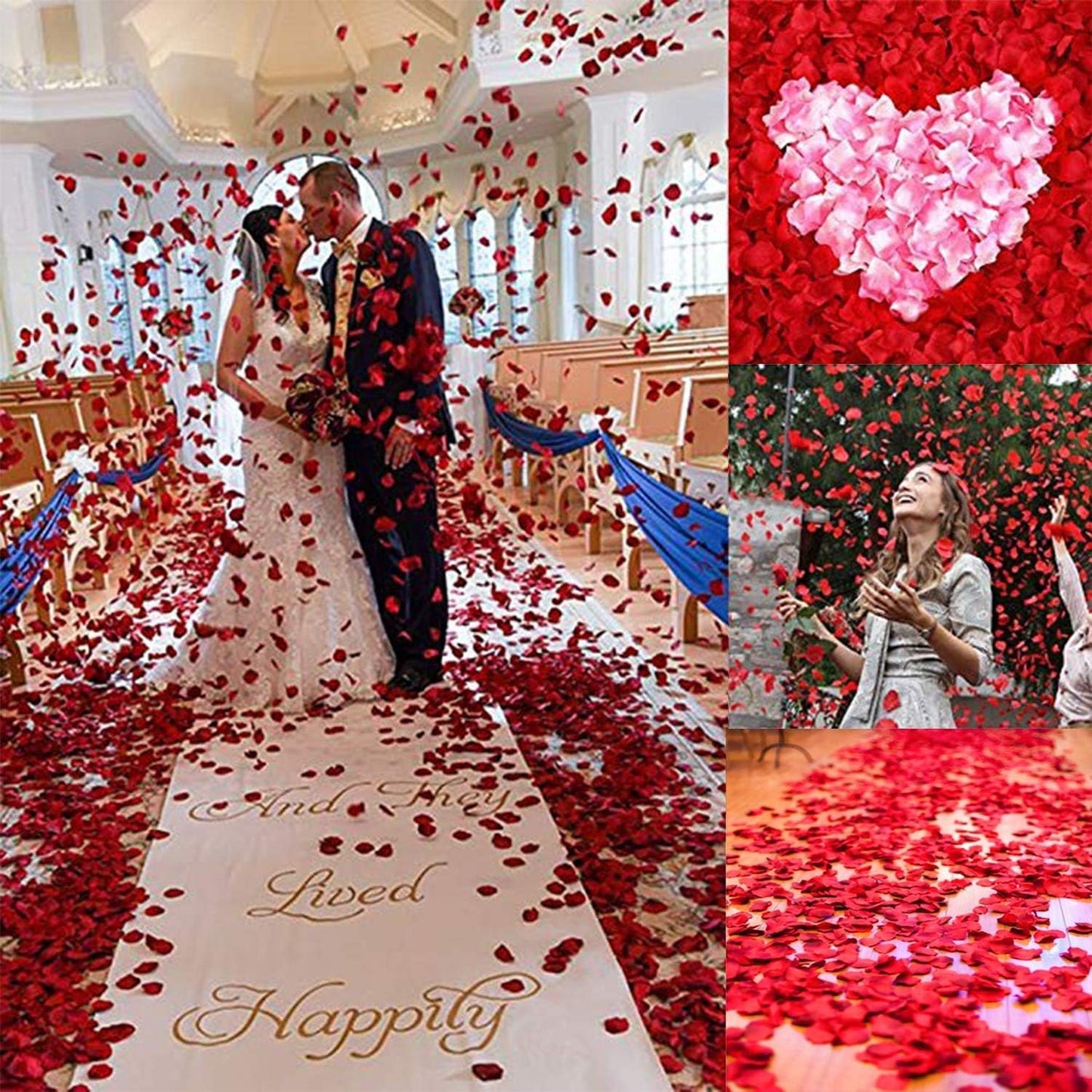 ocharzy 3000 PCS Red Rose Petals, Artificial Silk Flower Rose Petals, Fake Rose Petals for Wedding Decorations, Romantic Night, Proposal, Anniversary,Parties, Events