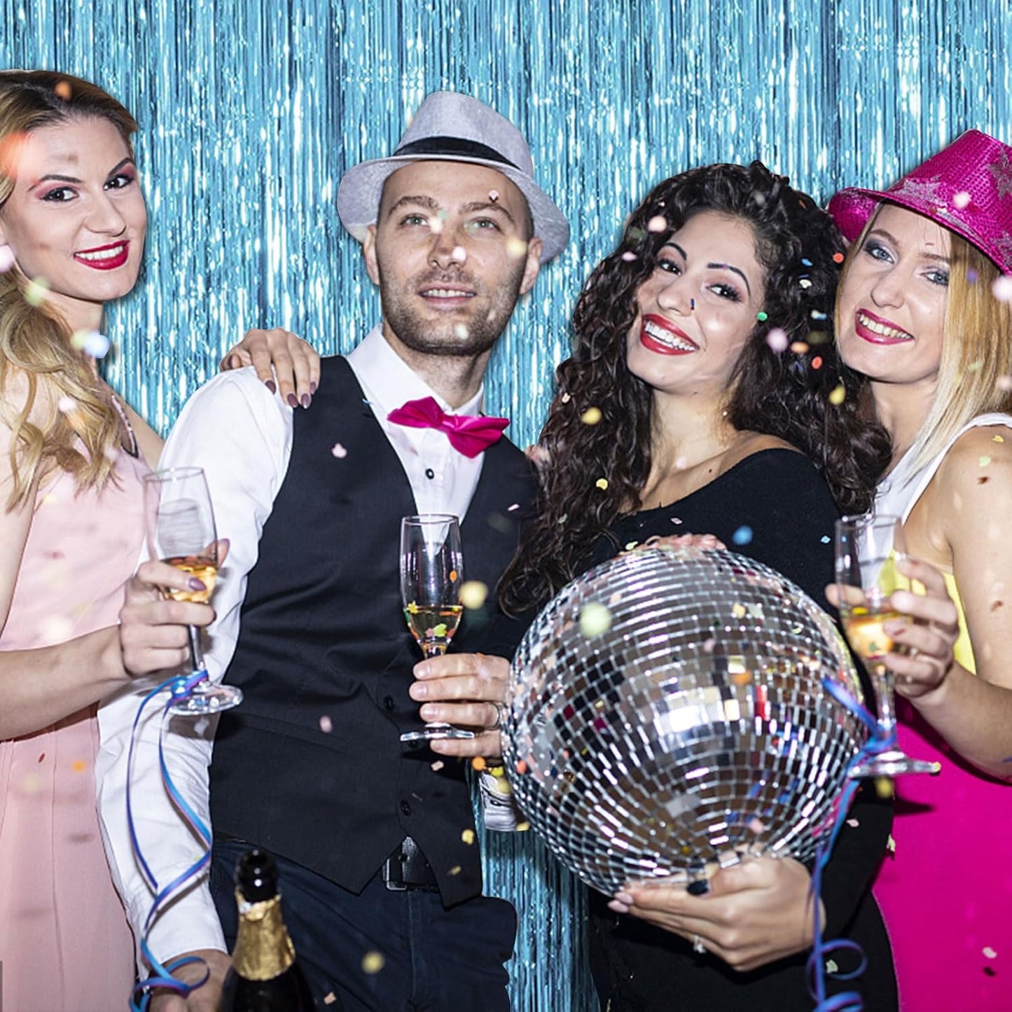 10 Pack Blue Backdrop Curtain Tinsel Streamers Ocean Themed Decor Birthday Party Decorations Foil Fringe Backdrop Graduation Baby Shower Bachelorette Winter Party Decorations Supplies