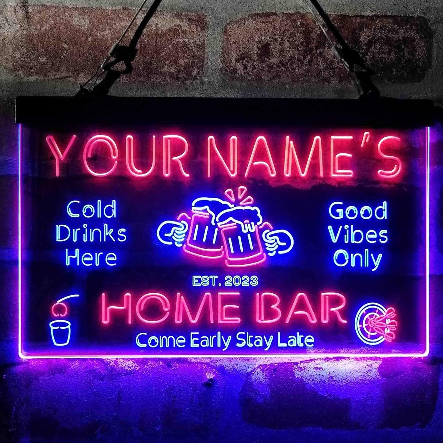 ADVPRO Personalized Your Name Custom Home Bar Beer Established Year Dual Color LED Neon Sign Blue & Red 12 x 8.5 Inches st6s32-p1-tm-br