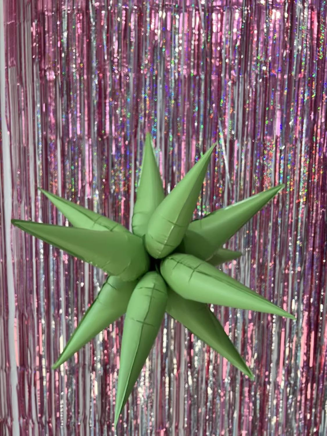 3pcs 26inch 3D matte green Explosion Star foil balloon, matte green Foil Cone Star burst Balloons for Birthday Wedding New Year Party Event